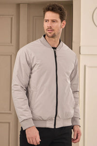 Giacca bomber reversibile da uomo nera e beige, leggera e trapuntata, 2 in 1