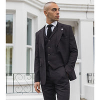 Abito da uomo in tweed a spina di pesce color prugna, 3 pezzi