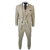 AK-08 Men's 3-Piece Cream Prince Of Wales Check Suit