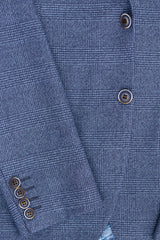 Abito da uomo AK-09 in 3 pezzi, su misura, con motivo a quadri blu Principe di Galles