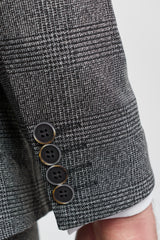 Abito da uomo a 3 pezzi con motivo Glen Check grigio