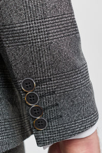 Abito da uomo a 3 pezzi con motivo Glen Check grigio