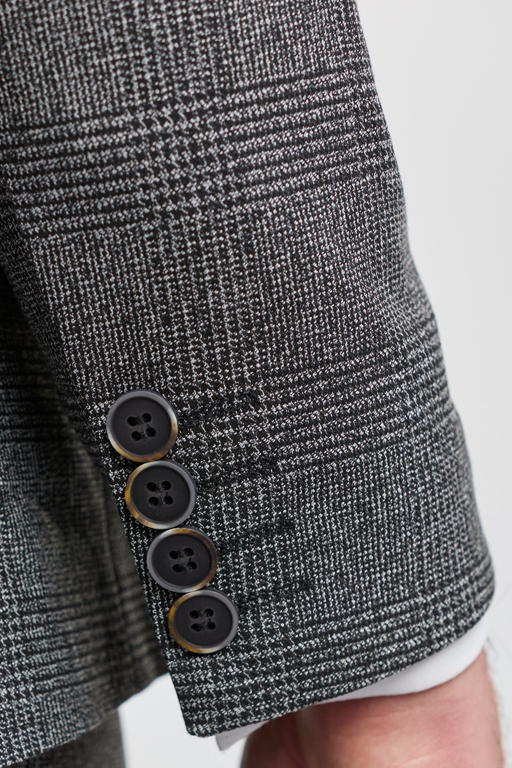 Abito da uomo a 3 pezzi con motivo Glen Check grigio