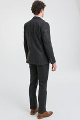 Abito da uomo a 3 pezzi con motivo Glen Check nero