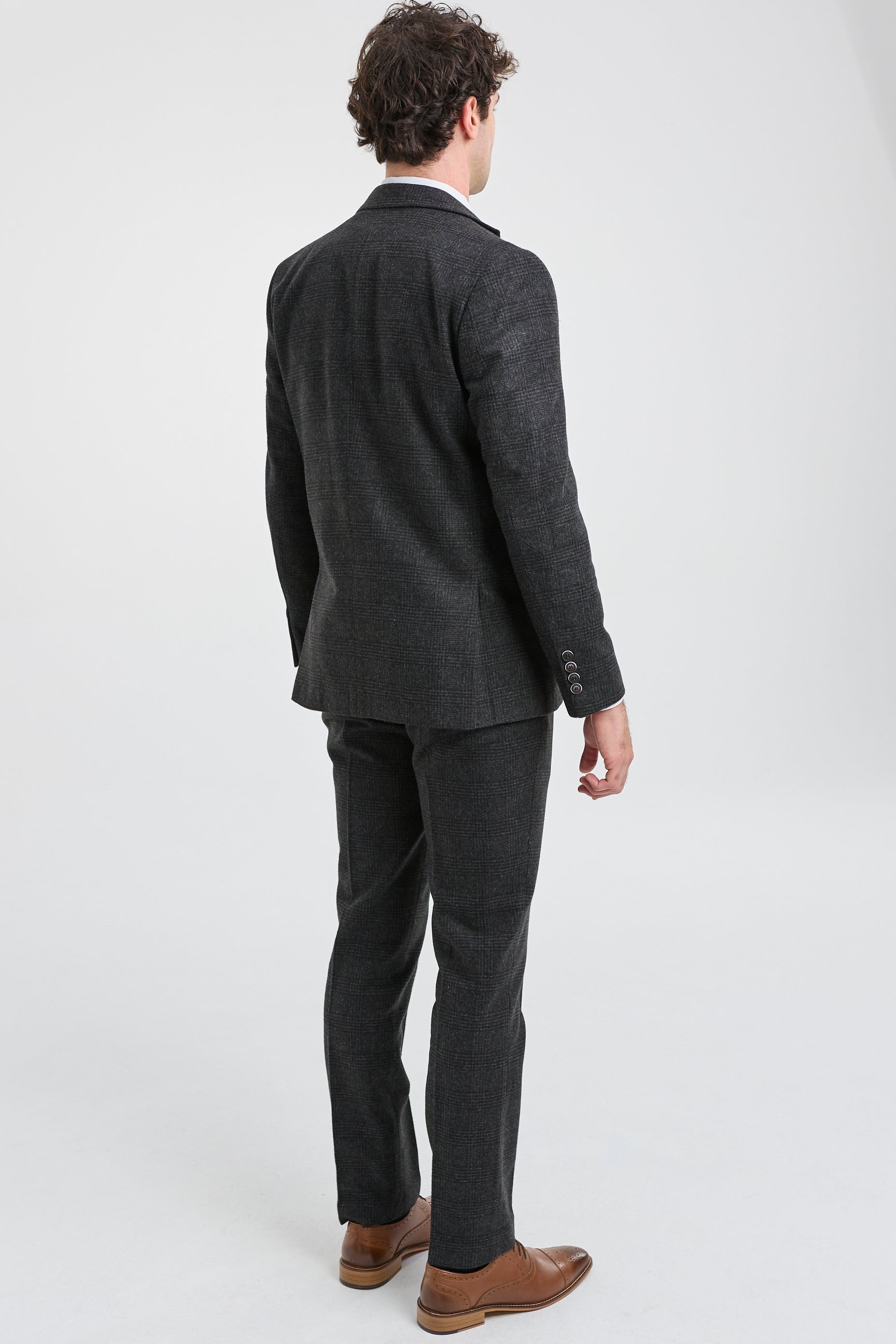 Abito da uomo a 3 pezzi con motivo Glen Check nero