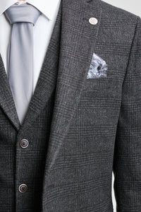 Abito da uomo a 3 pezzi con motivo Glen Check nero