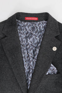 Abito da uomo a 3 pezzi con motivo Glen Check nero