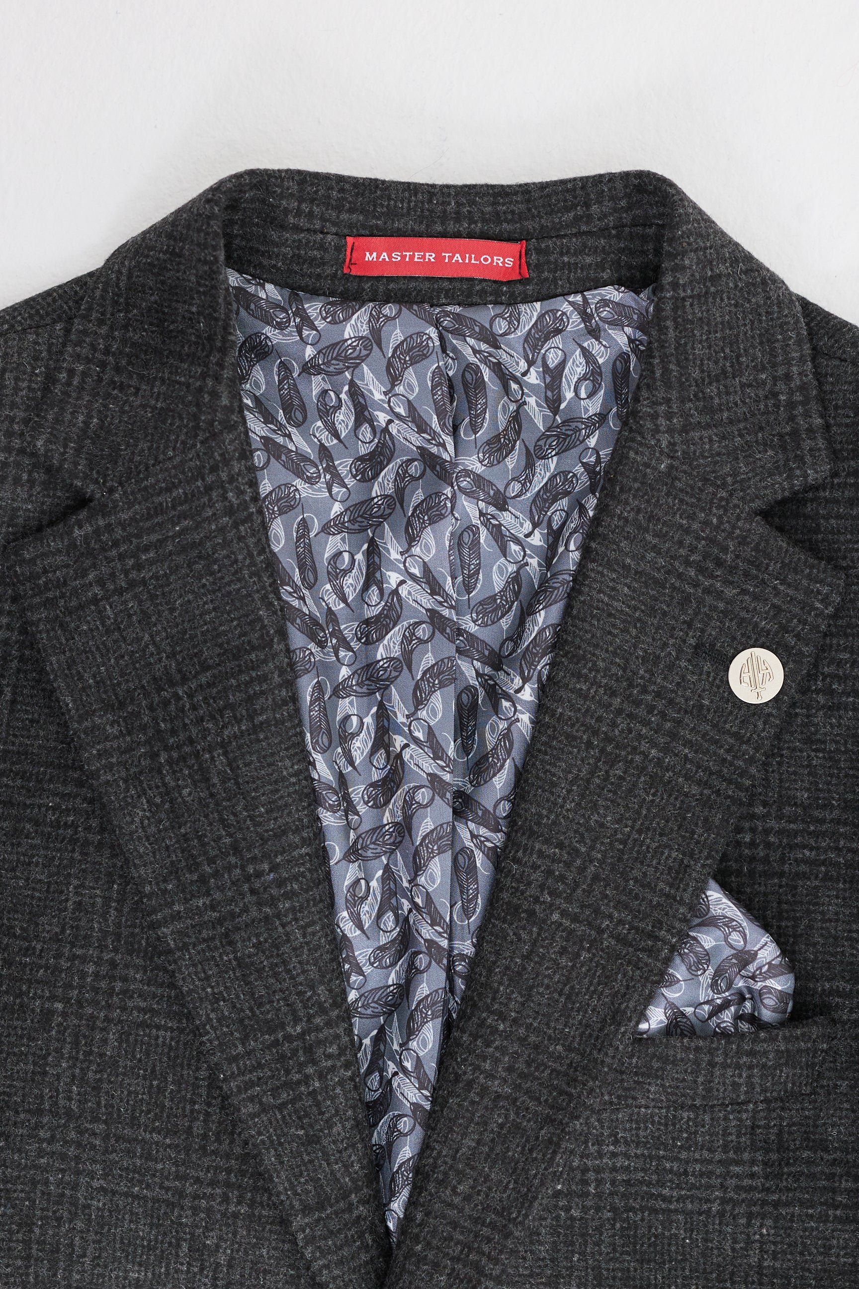 Abito da uomo a 3 pezzi con motivo Glen Check nero