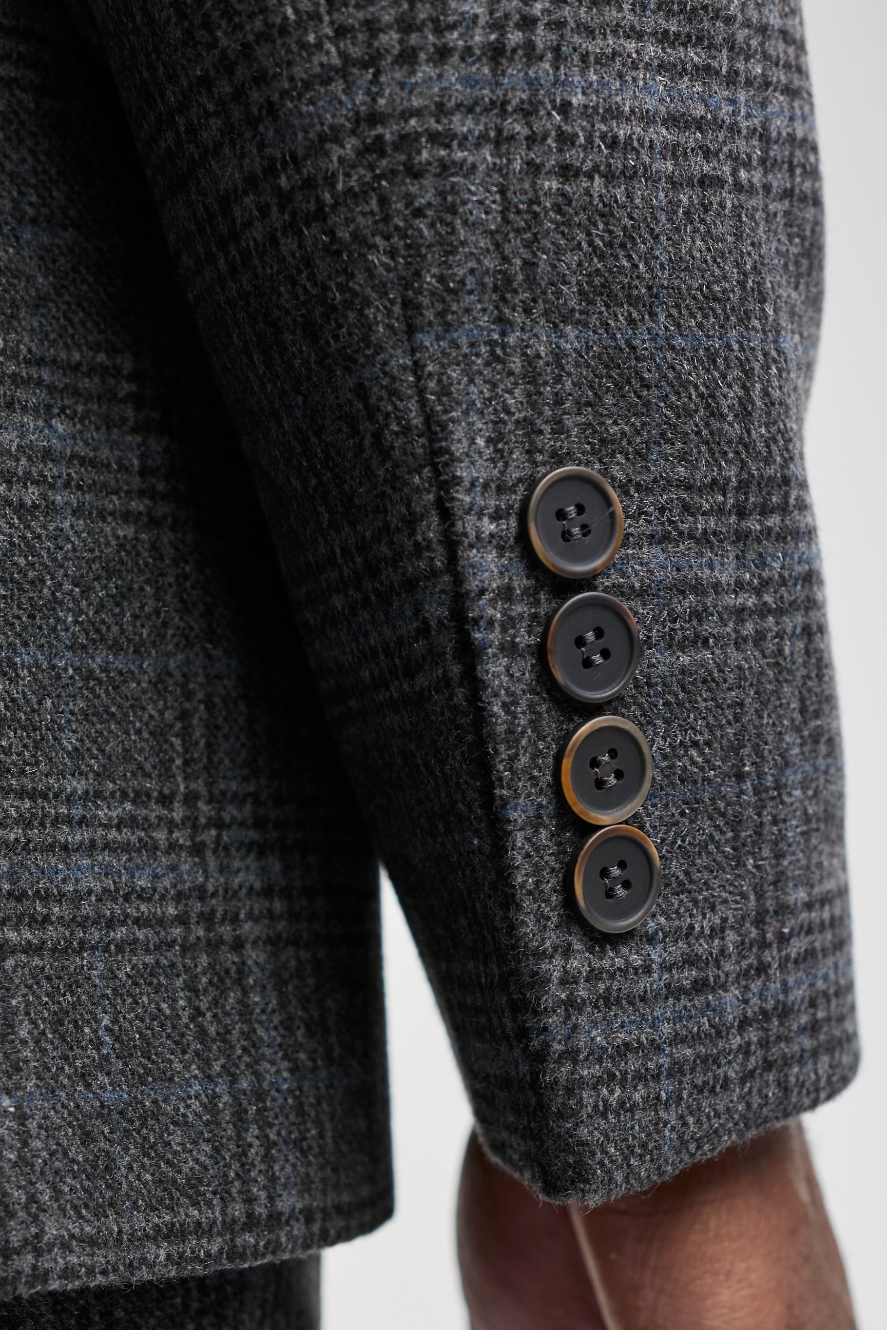 Abito da uomo a 3 pezzi con motivo tartan grigio