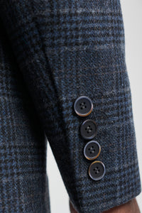 Abito da uomo a 3 pezzi con motivo tartan blu