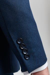 Abito da uomo blu navy a 3 pezzi, modello Birdseye, da cerimonia, da ballo, formale, elegante, classico