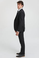 Paul Andrew Parker - Completo da uomo 3 pezzi nero su misura, classico, da uomo, per lutto e funerale