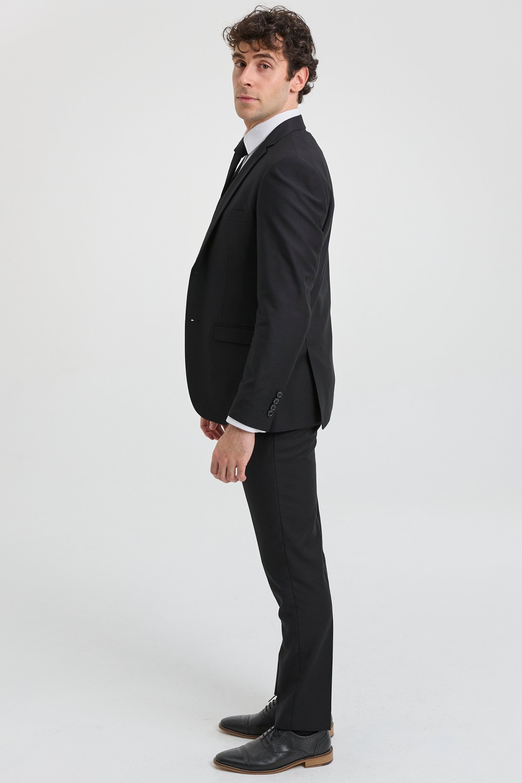 Paul Andrew Parker - Completo da uomo 3 pezzi nero su misura, classico, da uomo, per lutto e funerale