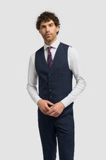 Caridi - Gilet da uomo in tweed blu navy