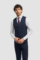 Caridi - Gilet da uomo in tweed blu navy