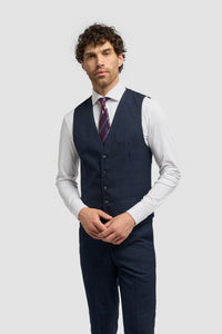 Caridi - Gilet da uomo in tweed blu navy