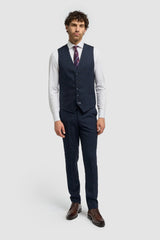 Caridi - Gilet da uomo in tweed blu navy