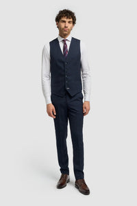 Caridi - Gilet da uomo in tweed blu navy