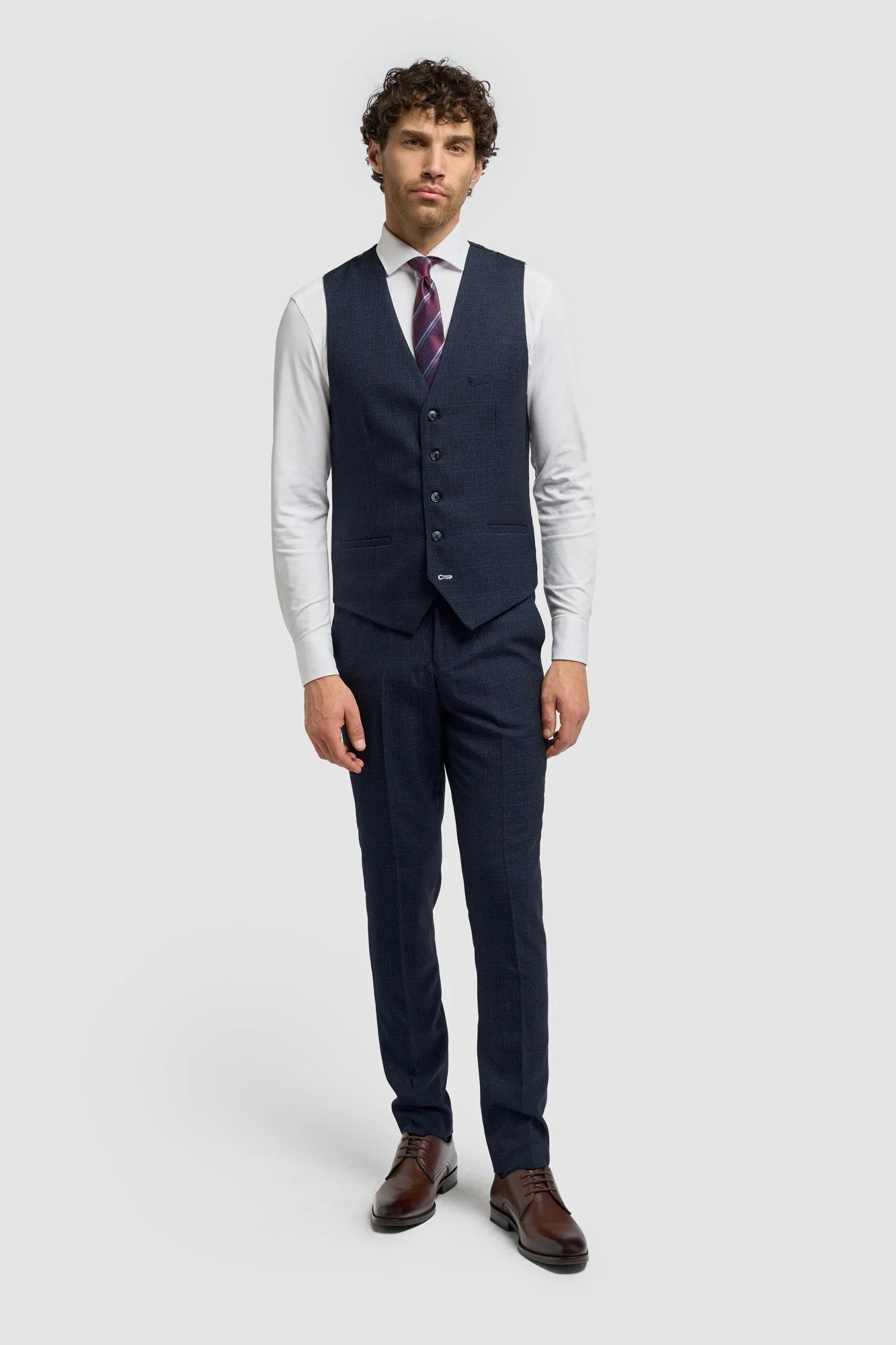 Caridi - Gilet da uomo in tweed blu navy