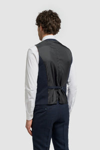 Caridi - Gilet da uomo in tweed blu navy