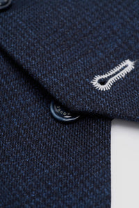 Caridi - Gilet da uomo in tweed blu navy