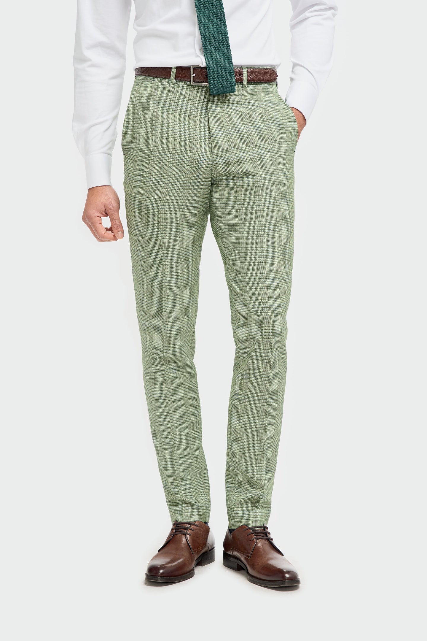 Caridi - Pantaloni a quadri verde salvia da uomo