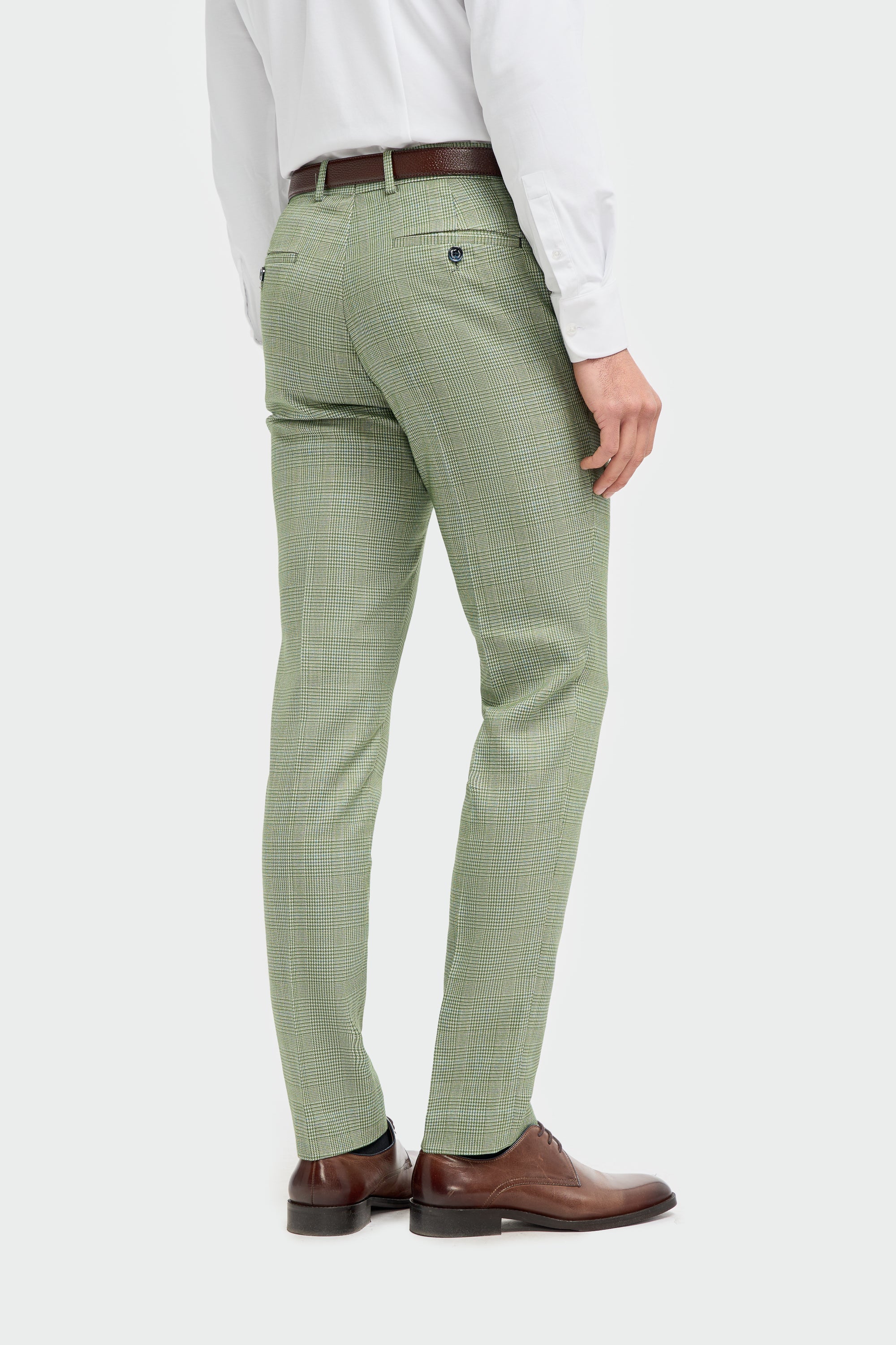 Caridi - Pantaloni a quadri verde salvia da uomo