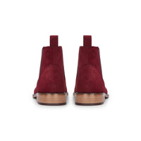 Men's Burgundy Suede Leather Slip On Chelsea Ankle Boots