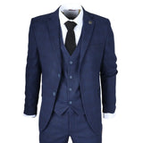 IM10 - Men's 3 Piece Navy Blue Check Suit
