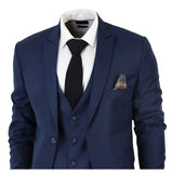 IM1 Men's Classic Charcoal Navy Tailored Fit 3-Piece Suit