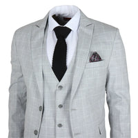 IM3 Men's Grey Checked Tailored Fit 3-Piece Suit