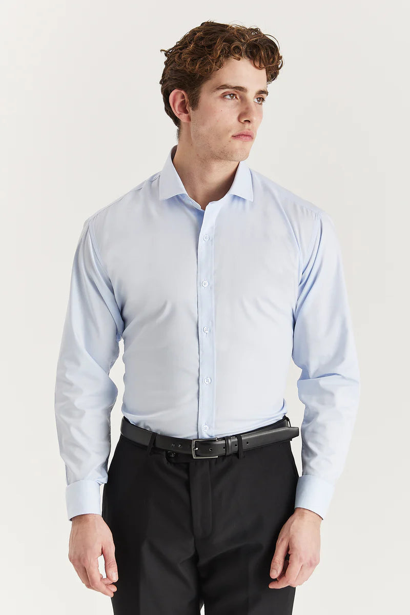 Camicia elegante da uomo classica con doppio polsino e colletto alla francese - Blu