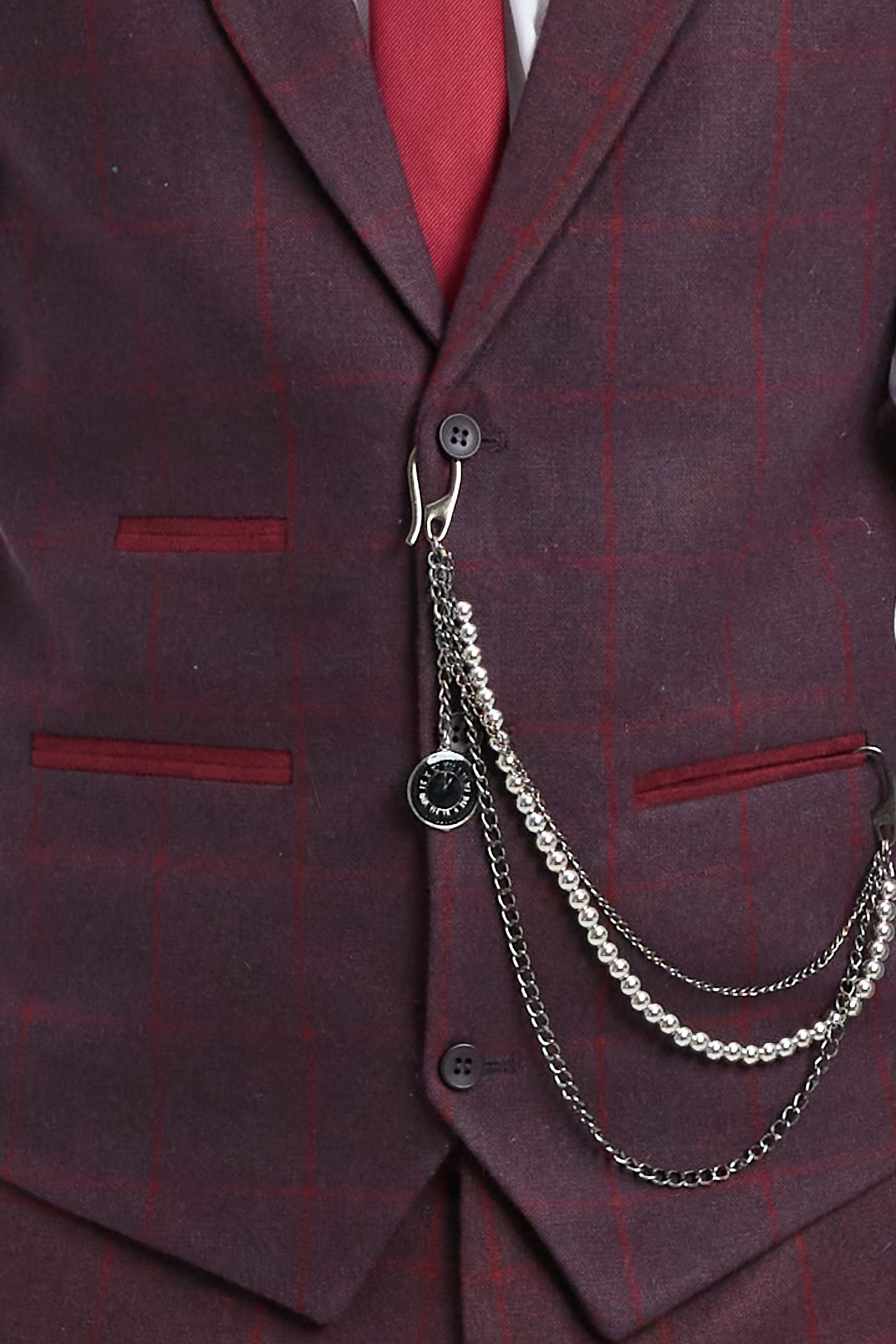 Abito da uomo 3 pezzi in tweed di lana, prugna e vino, a quadri, stile Gatsby anni '20