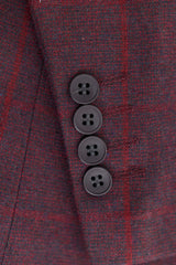 Abito da uomo 3 pezzi in tweed di lana, prugna e vino, a quadri, stile Gatsby anni '20