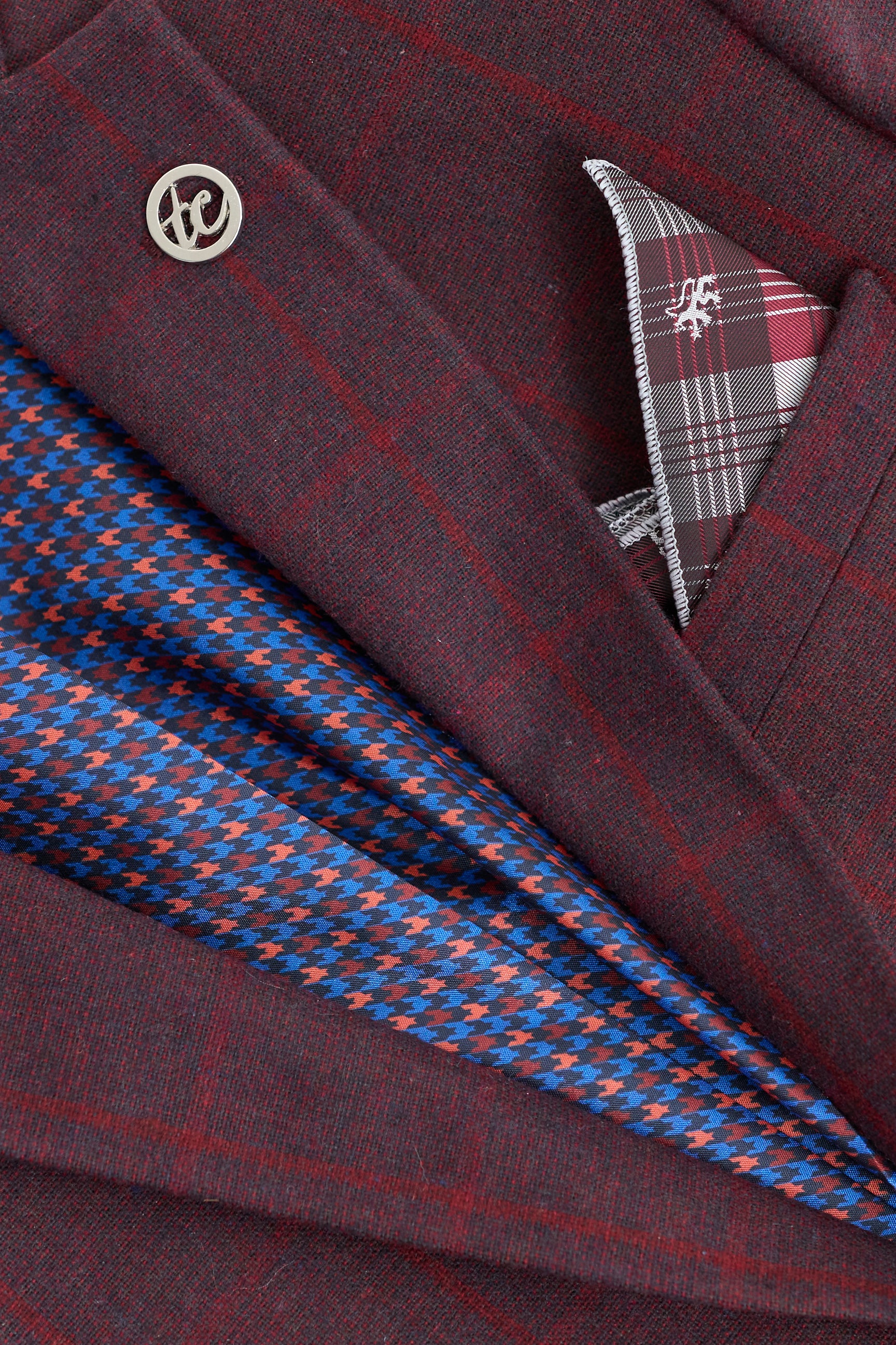 Abito da uomo 3 pezzi in tweed di lana, prugna e vino, a quadri, stile Gatsby anni '20