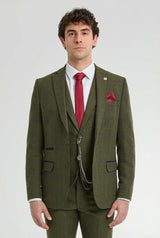 Abito da uomo 3 pezzi in tweed di lana verde blu marrone a quadri stile Gatsby anni '20