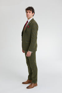 Abito da uomo 3 pezzi in tweed di lana verde blu marrone a quadri stile Gatsby anni '20