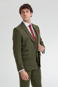 Abito da uomo 3 pezzi in tweed di lana verde blu marrone a quadri stile Gatsby anni '20