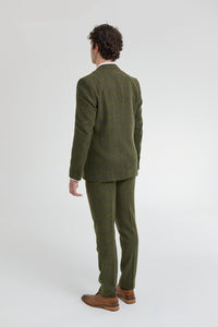 Abito da uomo 3 pezzi in tweed di lana verde blu marrone a quadri stile Gatsby anni '20