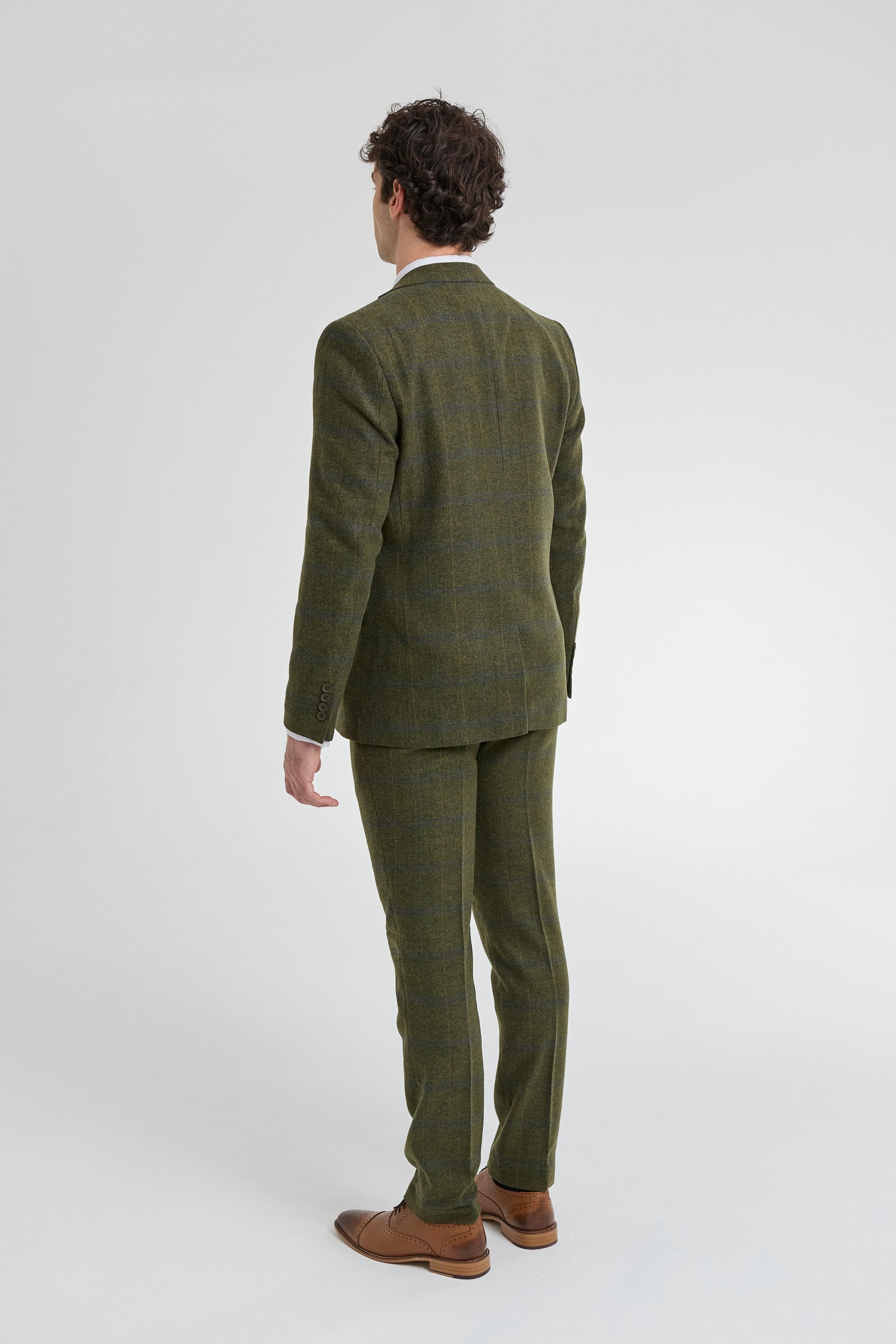 Abito da uomo 3 pezzi in tweed di lana verde blu marrone a quadri stile Gatsby anni '20