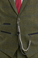 Abito da uomo 3 pezzi in tweed di lana verde blu marrone a quadri stile Gatsby anni '20