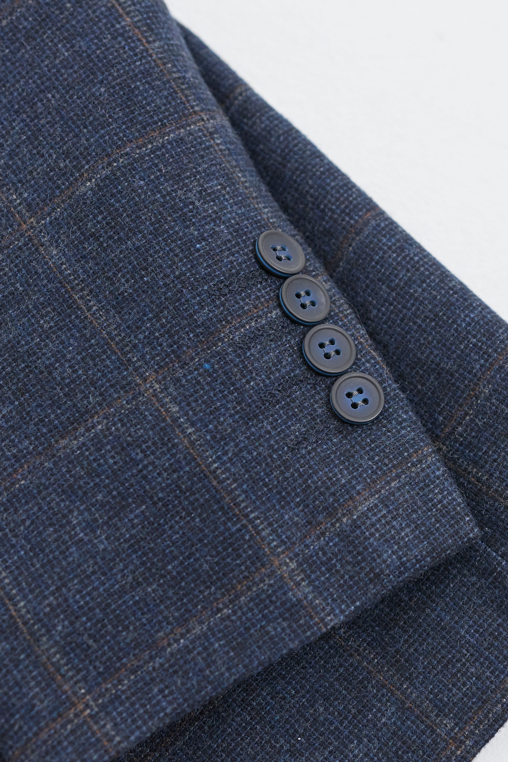 Abito da uomo 3 pezzi in tweed di lana blu navy e marrone a quadri stile Gatsby anni '20