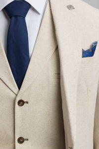 Abito da uomo estivo in lino beige TP-21, 3 pezzi