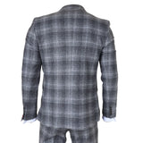 Abito da uomo a 3 pezzi in tweed grigio a quadri