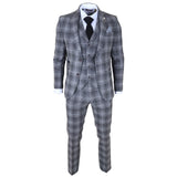 Abito da uomo a 3 pezzi in tweed grigio a quadri