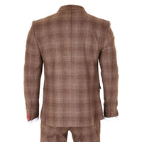Abito da uomo a 3 pezzi in tweed marrone a quadri
