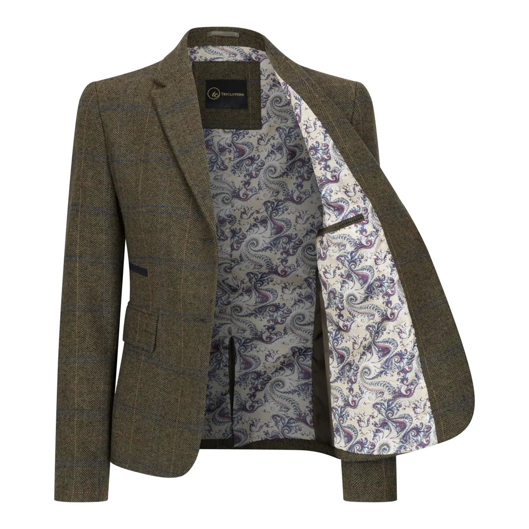 TPSTZ71 - Blazer in tweed verde oliva da donna