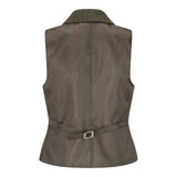 TPSTZ71 - Gilet in tweed verde oliva da donna