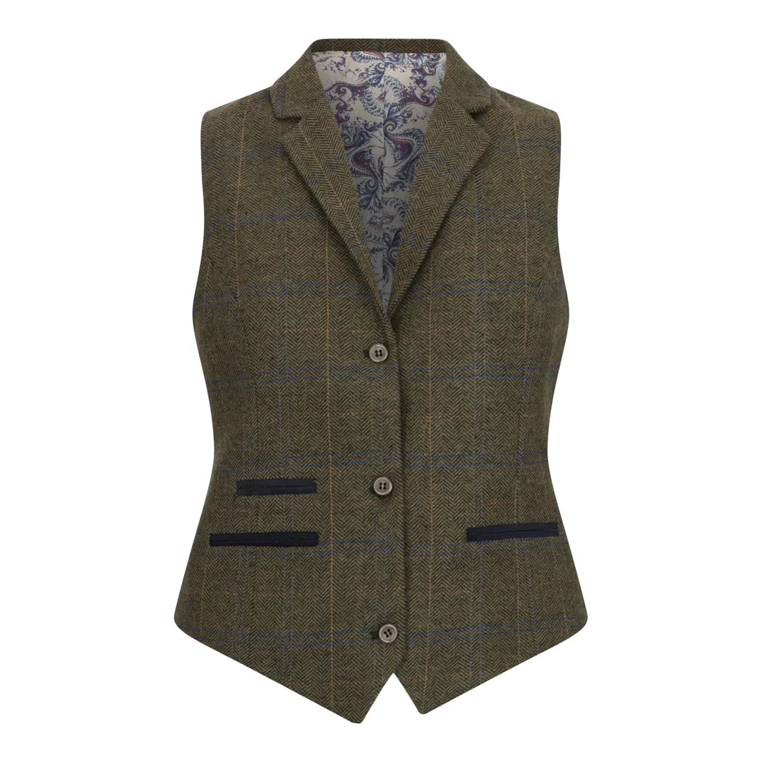 TPSTZ71 - Gilet in tweed verde oliva da donna