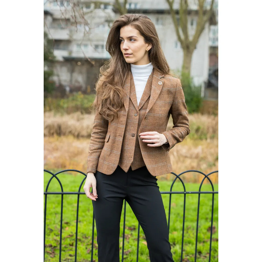 TPSTZ73 - Blazer in tweed marrone quercia da donna